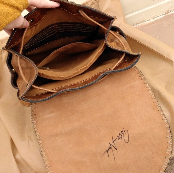 Brown Leather Backpack with Tassel - Picture 4 of 12
